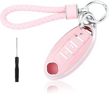 5 Button Key Fob Cover with Key Chain, TPU Car Key Cover for All For Nissan