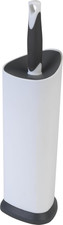 Covered Toilet Brush and Caddy with Splash Guard Non-Skid Base, 2-Piece, White