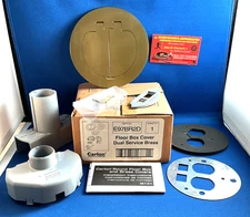Carlon E97BR2D Brass Floor Box Cover Duplex Receptacles and Two Data Ports