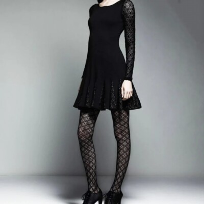 catherine malandrino black lace dress Catherine Malandrino Cotton Midi Dress Black Lace Trim Size 0 Small, Cut  Out Spring Summer Dress
