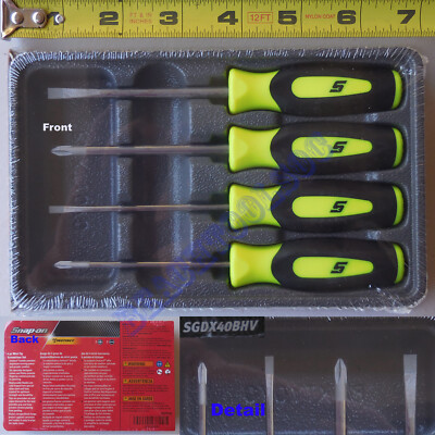 New Snap On Hi-Viz Yellow Soft Grip Combination Screwdriver 16 Pcs