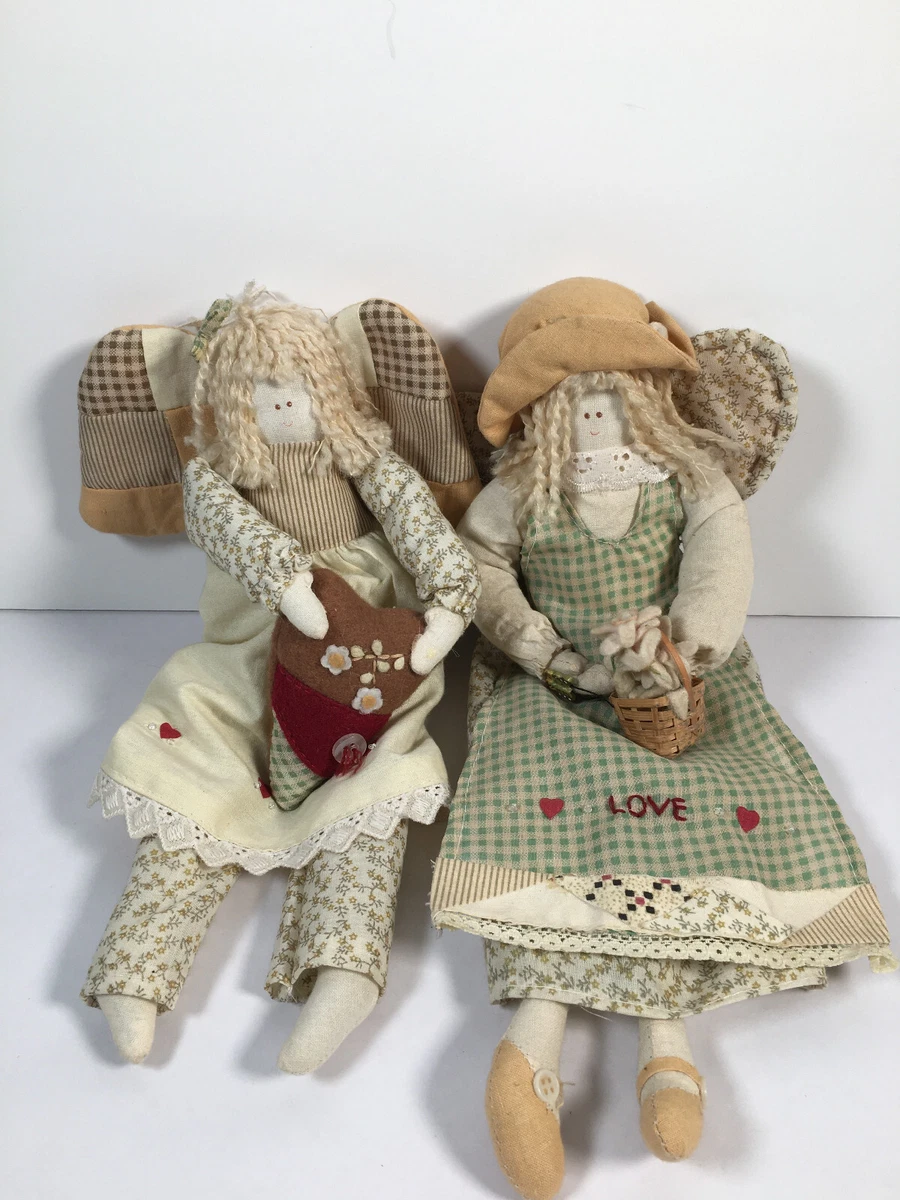 2 Tilda Style Cloth Textile Angel Dolls Hand Made eBay
