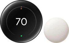 Google Nest Learning Thermostat (4th gen) w/ Temperature Sensor (2nd gen) Black