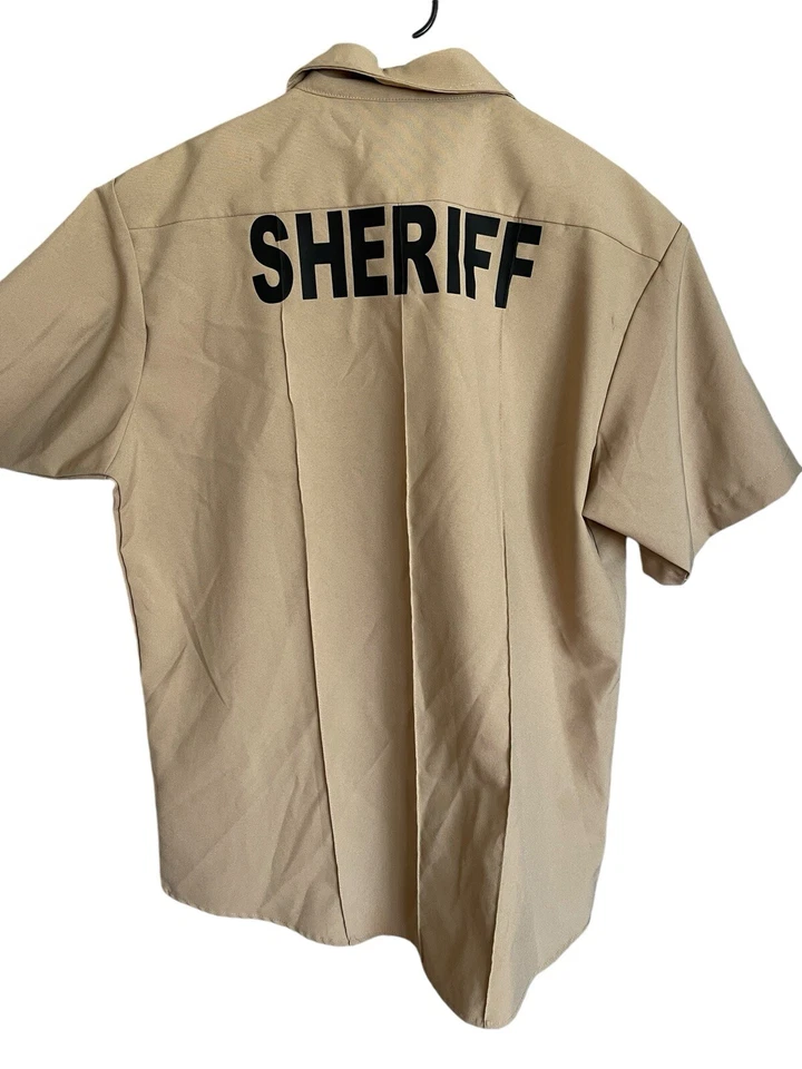 Sheriff Shirt Police Halloween Zombie Cop Men’s Large Ripped Shirt READ - Image 2 of 4