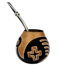 Mate gourd cup argentina/yerba mate guayaki/Burned-carved/No Tinctures/Hand made