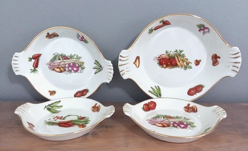Vintage Limoges France Porcelain Bake Serve 4 pc Oven to Table Lourioux Le Faune