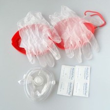 CPR Face Masks Training Rescue Masks First Aid One Way Valve  Gloves  Wipers