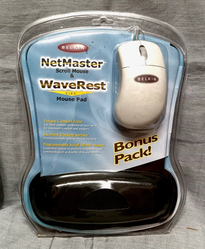 Belkin NetMaster 2-Button Serial Scroll Mouse + WaveRest Gel Mouse Pad F8E262 - Image 2 of 4