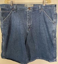 Lee Dungarees Cargo Shorts Size 42 L Long Carpenter Vintage Y2k JORTS Blue Jean