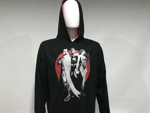 Justice League Hoodie Men Medium DC Comics Black with Graphics Long Sleeve - Picture 6 of 14