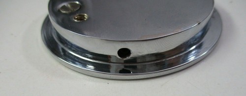 Round Mortise Drawer 2-3/16" Bore Drop Bail Pull Chrome 1-5/16" Centers MCM Vtg - Picture 6 of 10