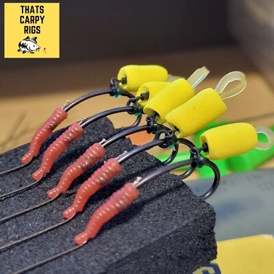 3 oder 5 Worm Rigs / Korda N Trap / OMC Bloodliner / Bait Band Zig Foam Winter Rig