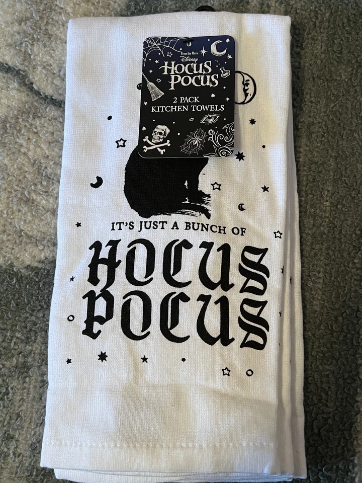 Par de toallas de cocina Disney It's Just A Bunch Of Hocus Pocus Halloween gato negro Foto 2 de 4