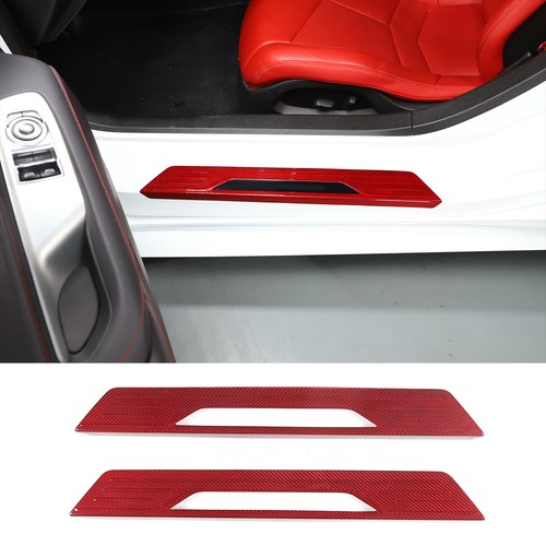 Red Real Carbon Fiber Full Interior Set Decor Cover Trim Kit for Corvette C8 20+ - Picture 46 of 444