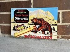 Winchester Ammunition Hunting Gun Vintage Style Round Metal Sign Bear