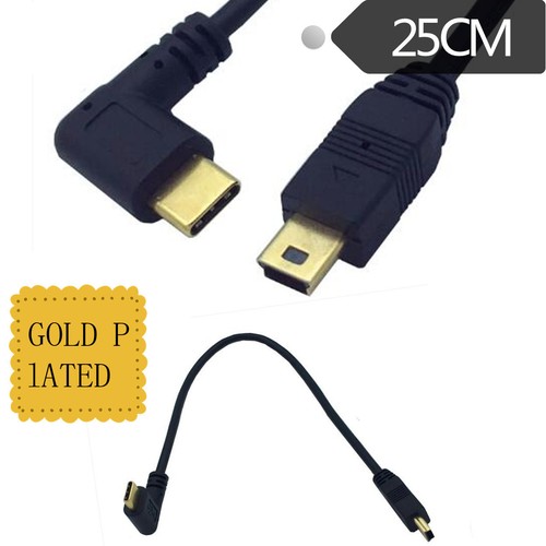 Mini 5-pinowy męski na kątowy USB 3.1 typ C męski OTG kabel do ładowania danych konwerter - Zdjęcie 2 z 9