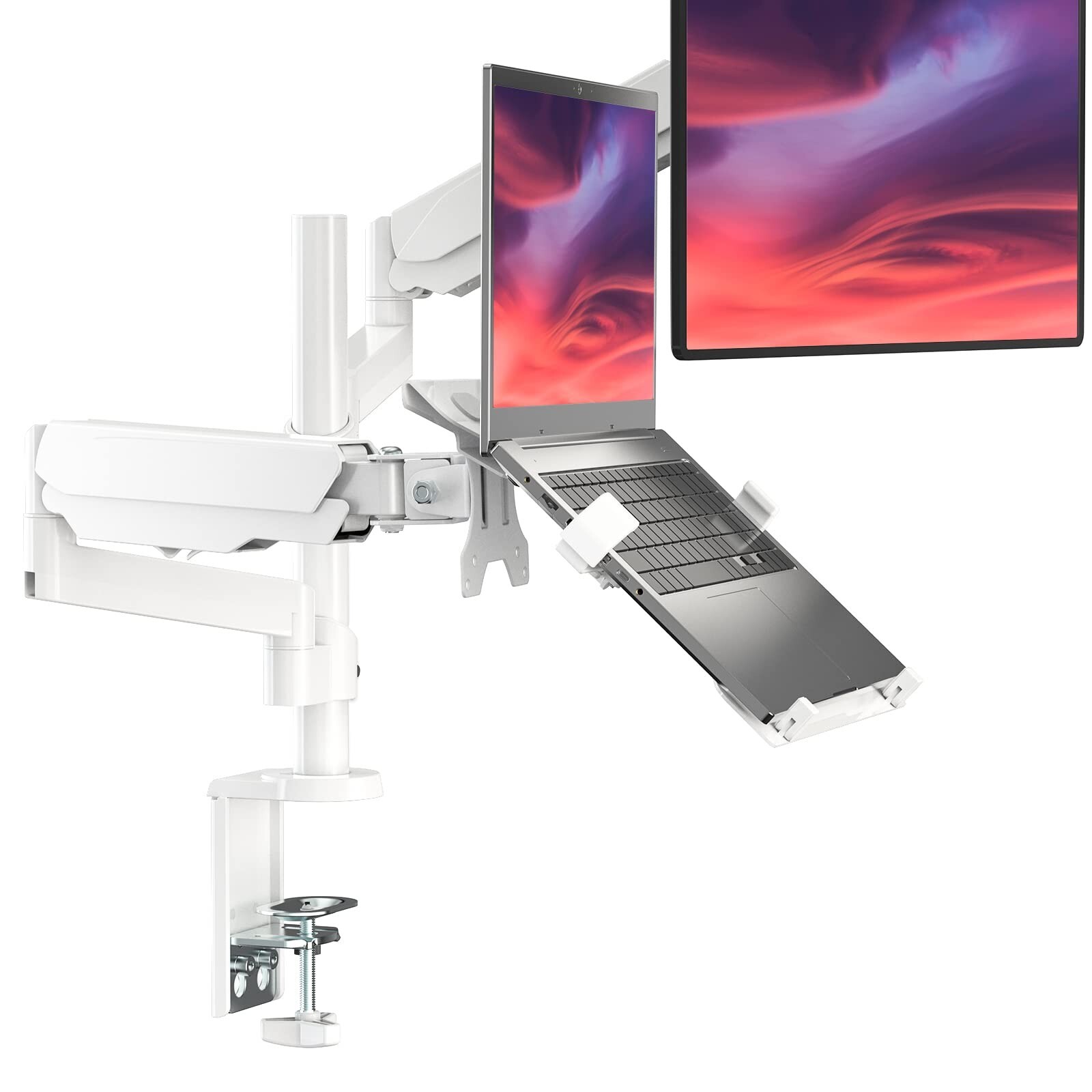 WALI Monitor Laptop Mount Stand, Laptop Gas Spring Arm Mount, Laptop Tray up ...