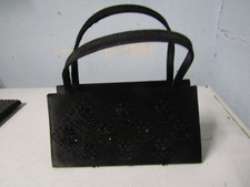 High Elegant Black Satin Evening Bag