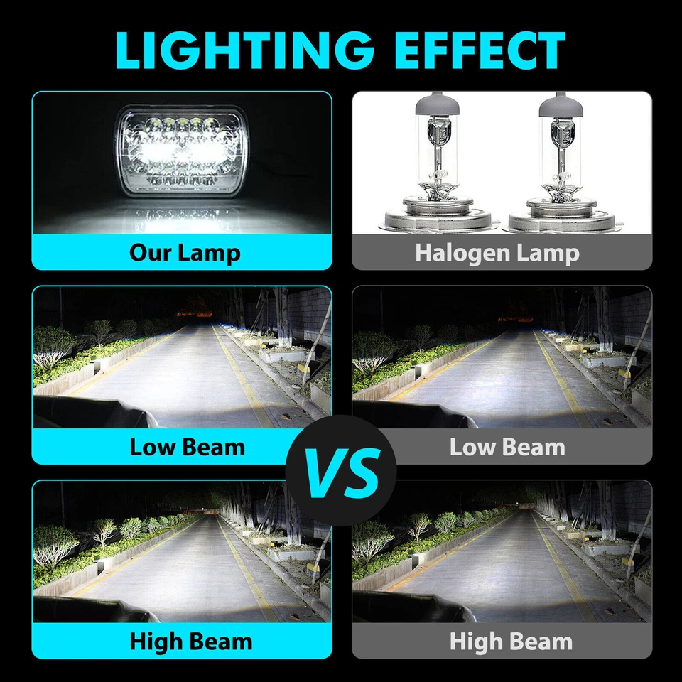 Fit Chevrolet K10 K20 C10 C20 1979-1986 Pair 7x6'' LED Headlights High/Low Beam — 第 2/4 张图片