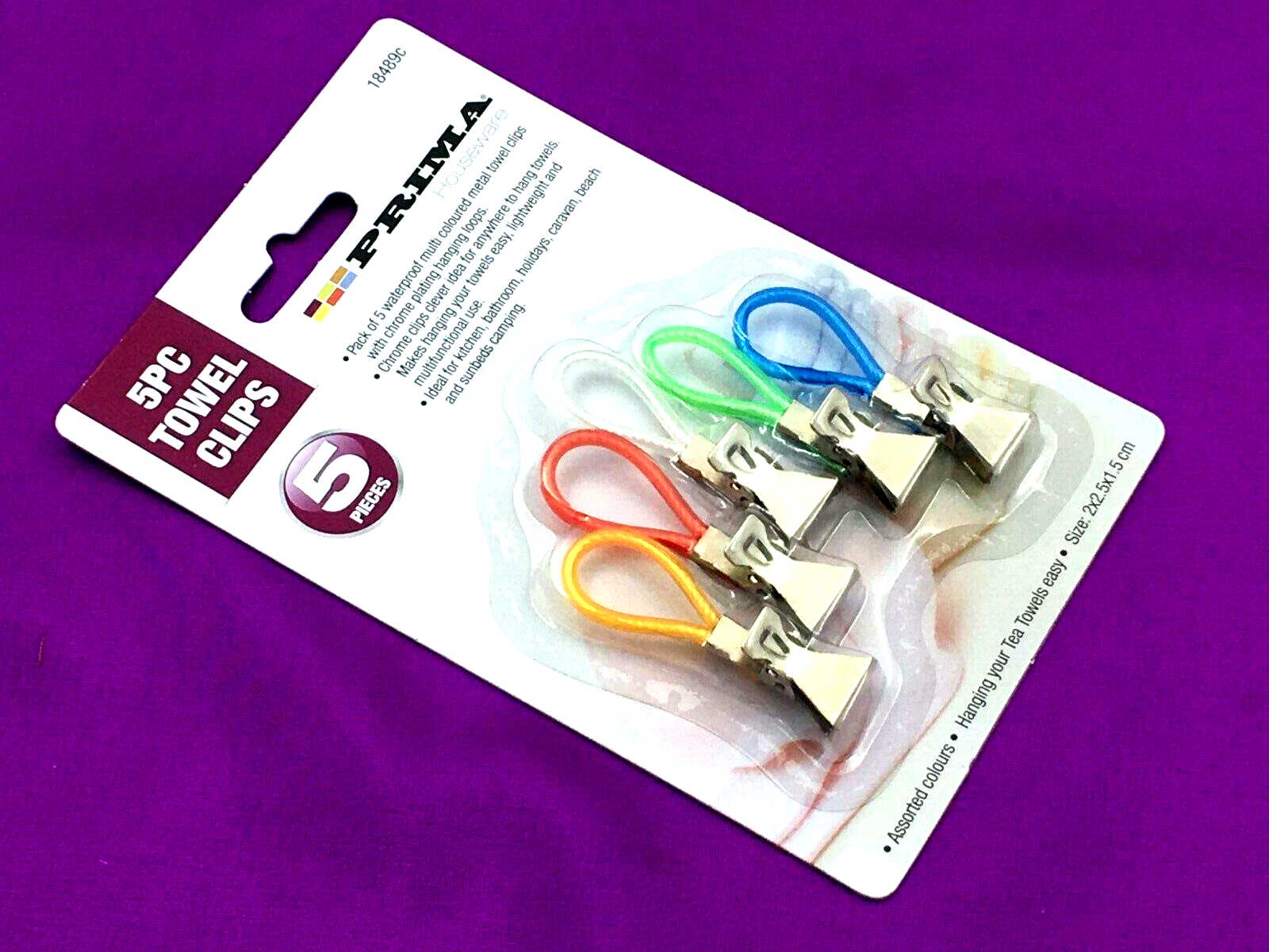 5 Towel Clips Hanging Loop For Hanging Kitchen / Tea Towels Dish Cloth On Hooks