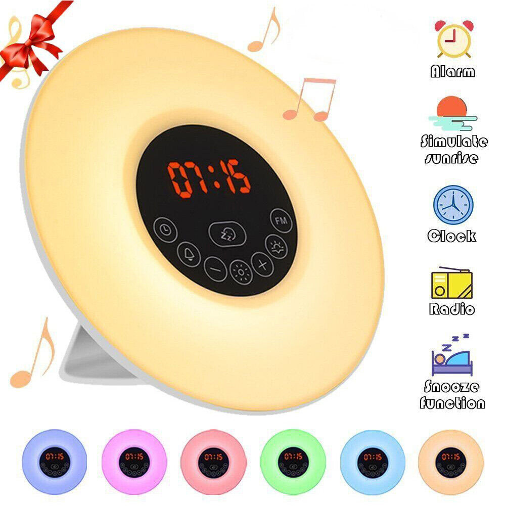 Led Usb Sunrise Alarm Clock Wake Up Light Fm Radio Music Bedside Night Lamp Top For Sale Online