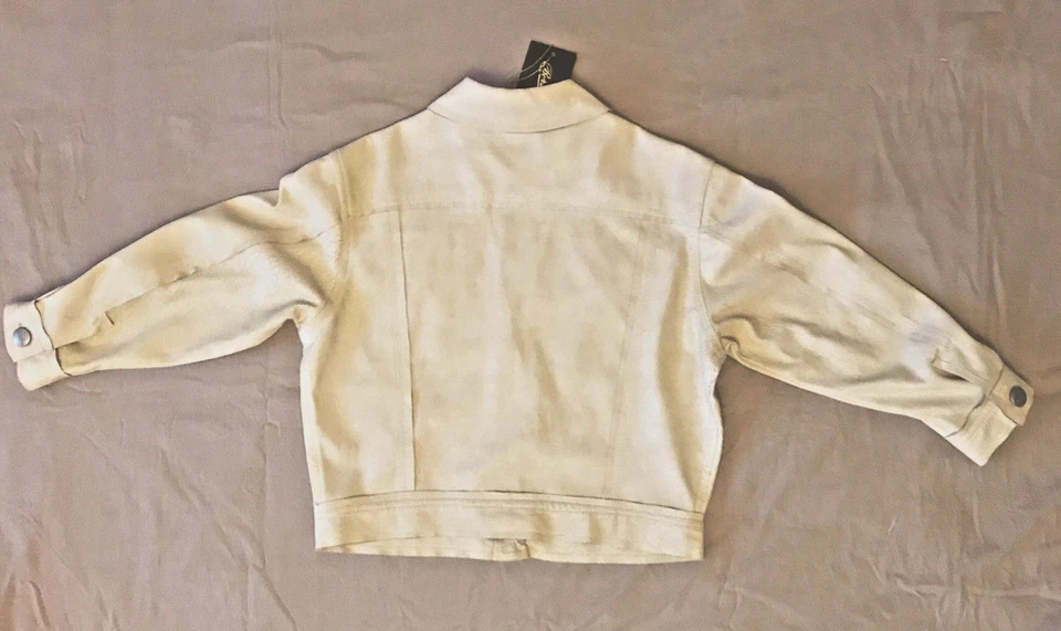 BORSABINO Chicos Imitación Gamuza Denim Chaqueta Estilo Beige Tostado Hecho en Italia Talla 4 104cm Foto 2 de 4