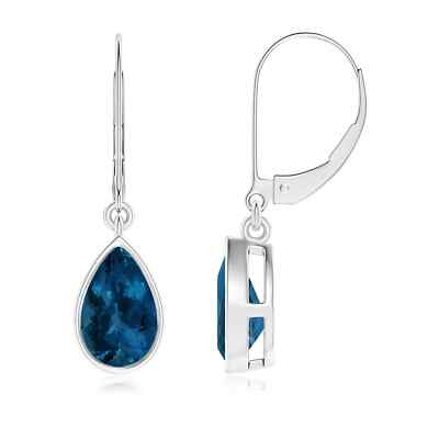 ANGARA 2,9 kt Birne London Blautopas Ohrhänger in 14 K massiv Gold