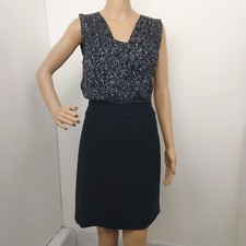 LOFT BLACK ANIMAL PRINT SUPPLICE BODICE FAUX CAMI CASUAL SHIFTH DRESS SIZE: 6