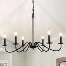 Black Chandelier 6-Light Chandeliers for Dining Room Rustic Farmhouse Chandel...