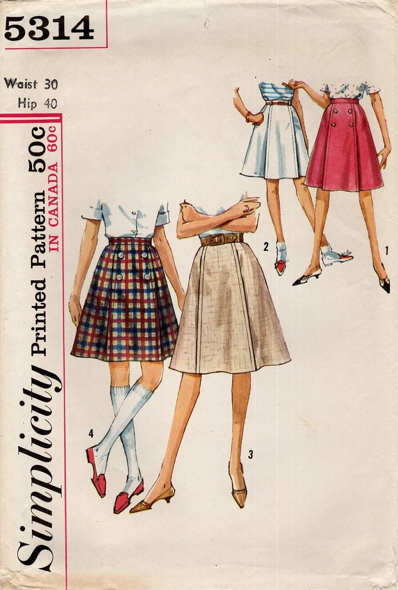 Simplicity 5314 Gored Skirt w Topstitched Pleats Button Trim 30