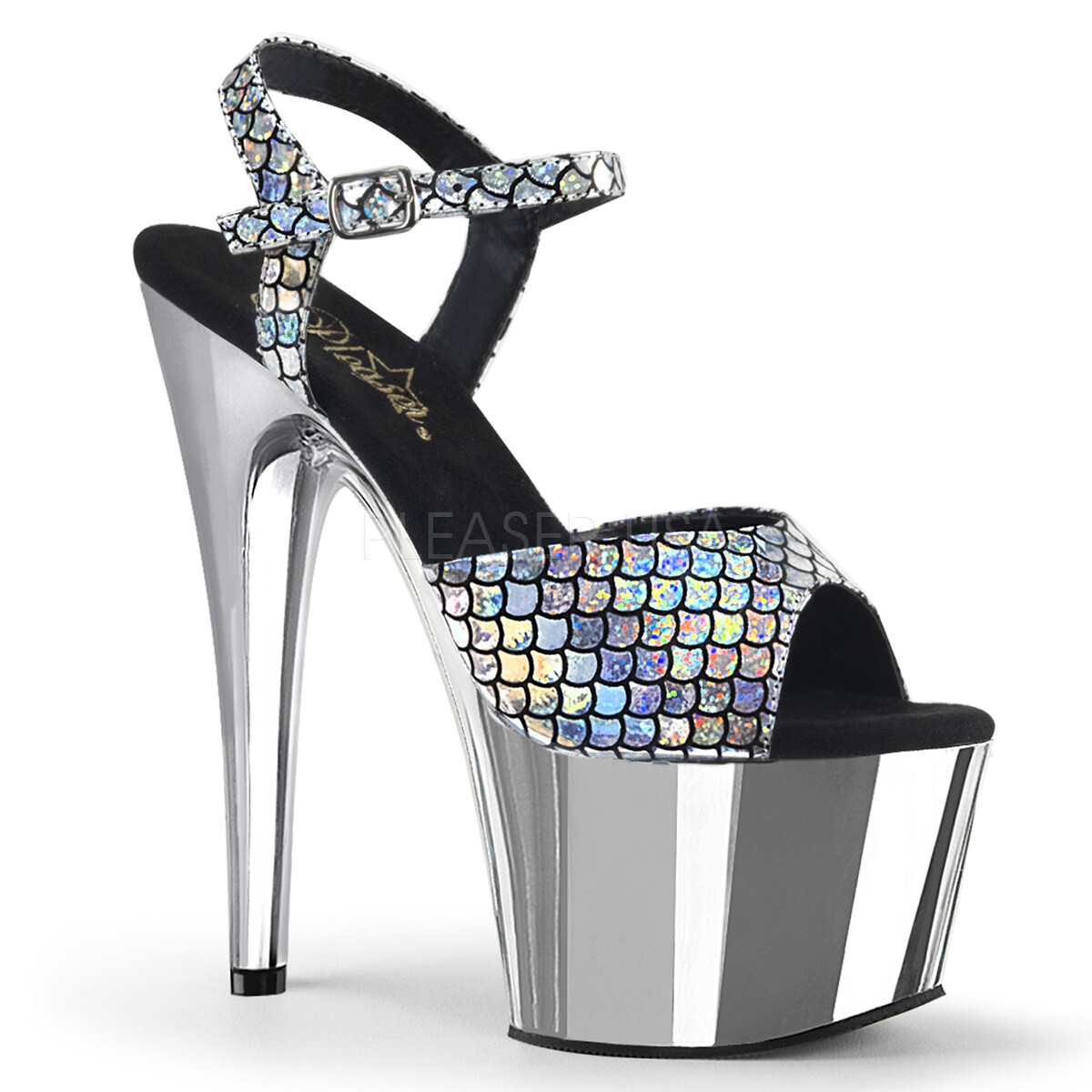 silver hologram sandals