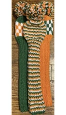 3 HAND KNIT 13.5 INCH(10in NECK) HYBRID GOLF HEAD COVERS ORANGE WHITE GREEN