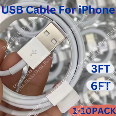 USB Fast Charger Cable Charging Cords 3/6FT For iPhone 7 8 X XR 11 12 13 14 LOT