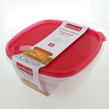 2 Click & Fresh Lg Square Fruit Vegetable Container 12.25 Cup Microwave Vent Lid