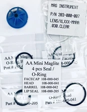 Authentic "AA" Mini Maglite Reflector and Lens with 4 Pcs O-ring / Seal Set
