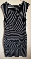 Ann Taylor Black White Stripe Stretch Knit Dress Women’s Size Small