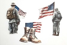 3D UPick Patriotic Soldier American Flag Boots Scrapbook Card Embellishment 3631