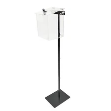 Black Metal Donation Box Floor Stand Lobby Foyer Tithes & Offering Suggestion