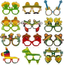 Luau Party Decorations - 12 PCS Hawaiian Theme Paper Eyeglasses for Tropical Bea