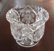 EAPG Cambridge Glass No 2635 Fernland Snowflake Sugar No Lid Childs Toy 2" tall