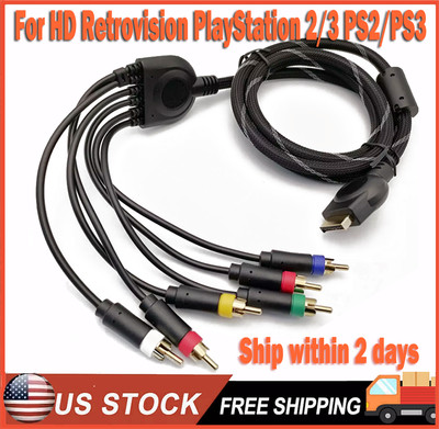 Component Video Cable For HD Retrovision PlayStation 2/3 PS2/PS3 Premium YPbPr