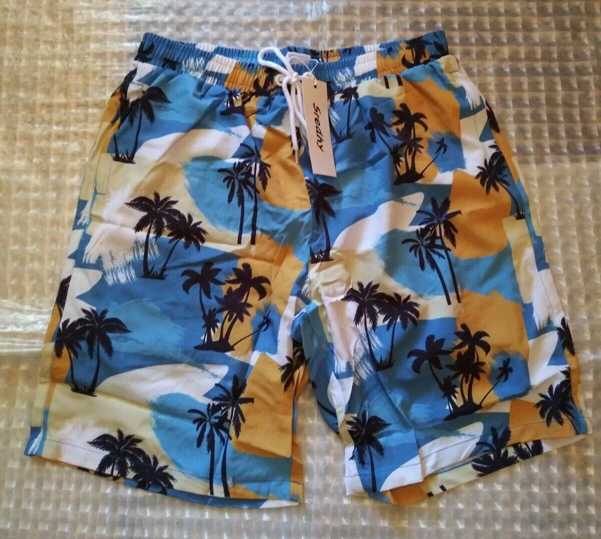 Costume Da Bagno Uomo Con Fodera In Rete, 17,8 Cm – Pantaloncini Spiaggia Elasticizzati Ad Asciugatura Rapida Con Tasche E Vita Regolabile (Blu, Large)