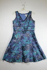 Ann Taylor Loft Dress 6 Floral Striped Cotton With Liner A-Line Sleeveless Tank