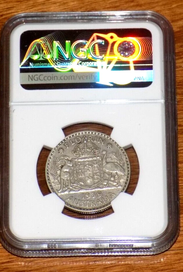 1939 Australian Florin (2 Shilling) NGC XF 45 Key Date Australian Certified Coin - Image 3 of 4