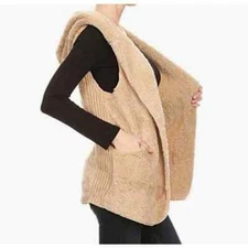 Love Tree Women's Super Soft Faux Fur Hooded Vest size medium