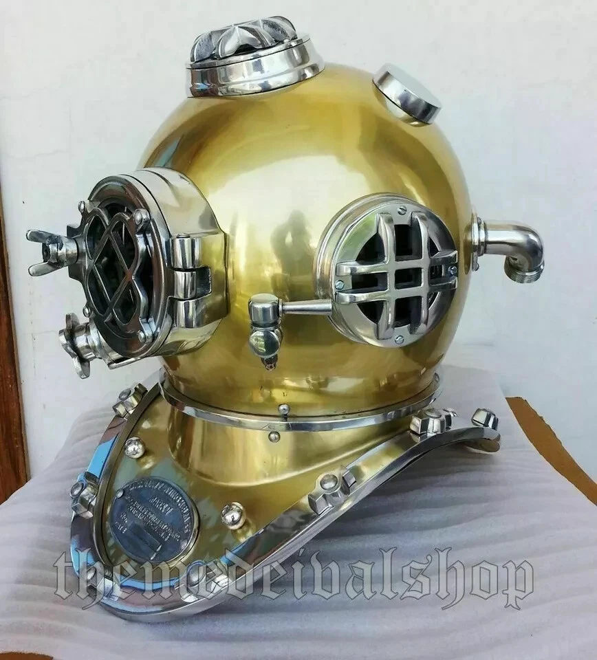 Elmo Subacqueo Decorativo Nautico In Ottone Antico - Modello Naufragio 18 Pollici - Nagina International