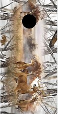 Deer buck hunting snow camouflage cornhole game decal wrap