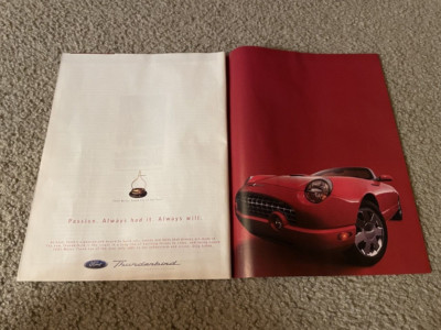 Vintage 2001 FORD THUNDERBIRD CONVERTIBLE Car Print Ad RED