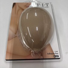 FIT Sweatproof Backless Strapless Plunge-Neck Adhesive Bra Beige US Size D Cup