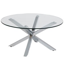 Couchtisch HEAVEN - transparent-chromfarben - Ø 82 cm Sofatisch Wohnzimmertisch